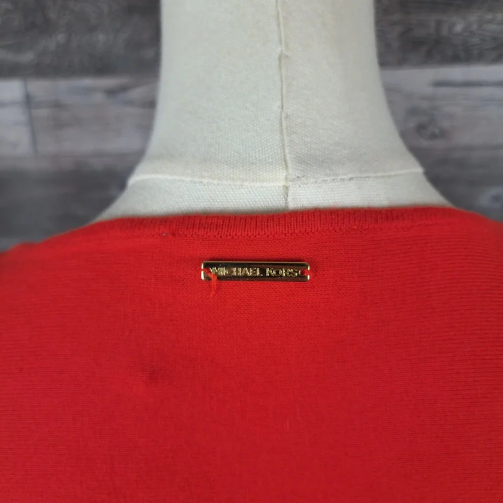 Michael Kors Womens Red Long Sleeve High Low Knit Top Size S